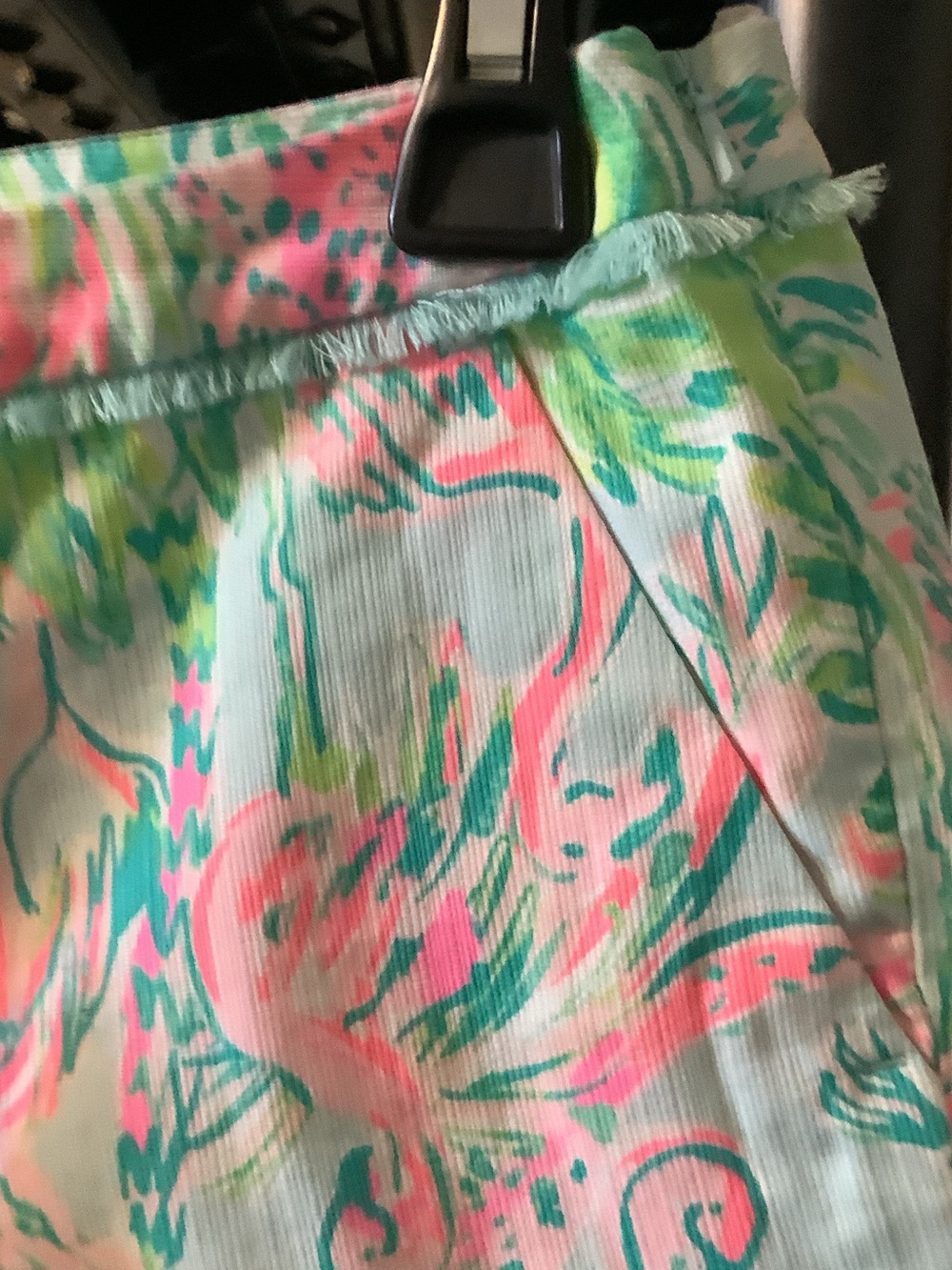 Lilly Pulitzer Pink & Green Tropical Print Athletic Adie Shorts, sea salt Blue - Picture 5 of 9